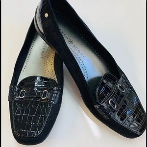 VINTAGE KAREN SCOTT Black Patent Leather Loafer Flats 8.5 Comfortable Career